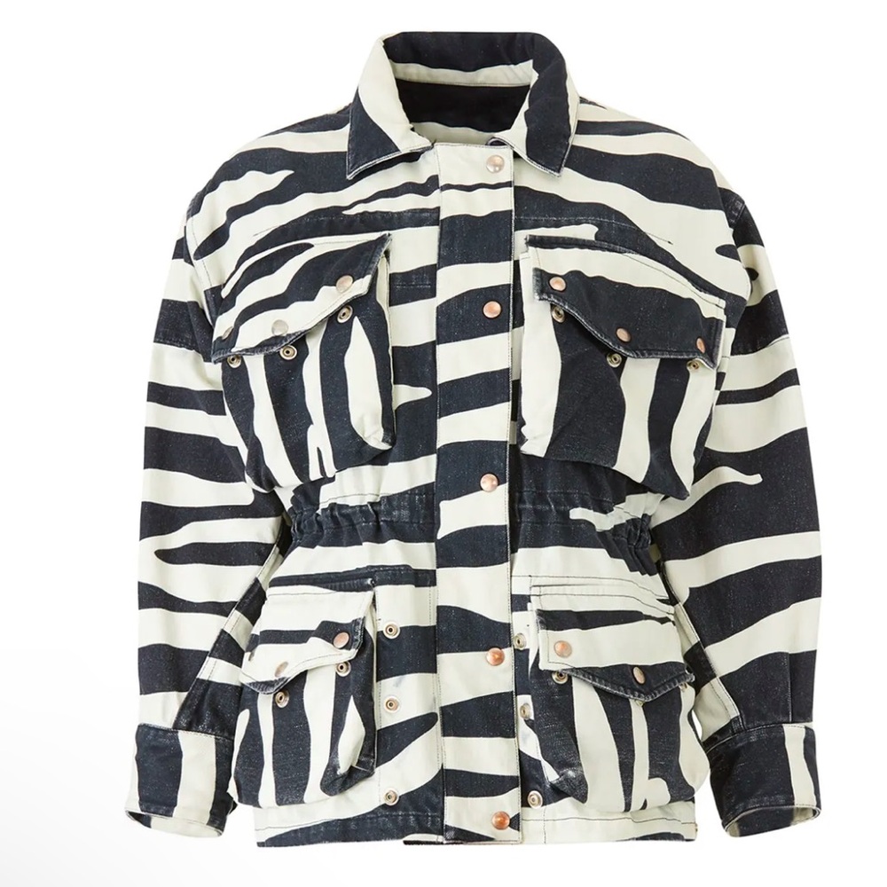 IRO Black White Oversized Military Field Striped Ourlandos Jacket Eur Size 38
